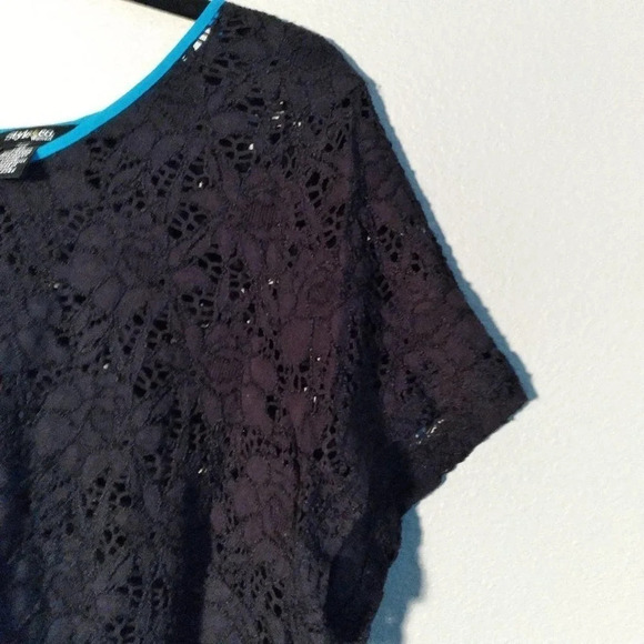 Style & Co Blouse Black Lace Short Sleeve 1X Plus - Picture 4 of 6